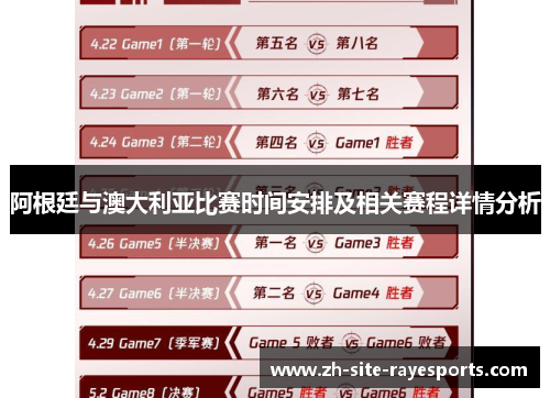 阿根廷与澳大利亚比赛时间安排及相关赛程详情分析